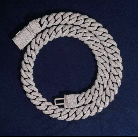 VVS Moissanite cuban link chain 16mm