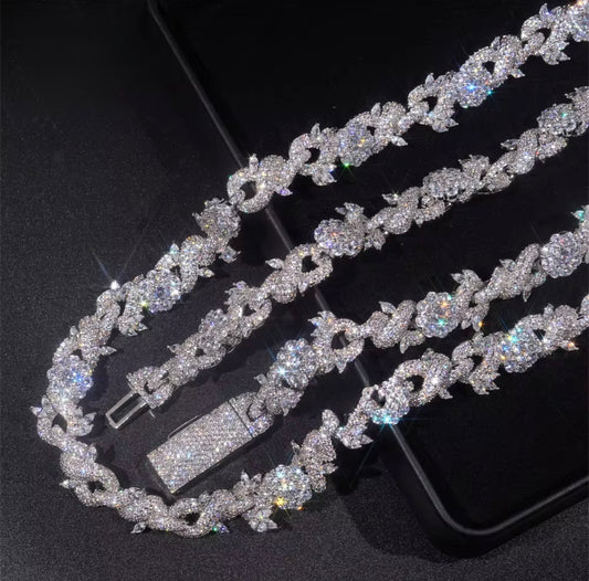 Cuban custom Floral diamond chain 15mm
