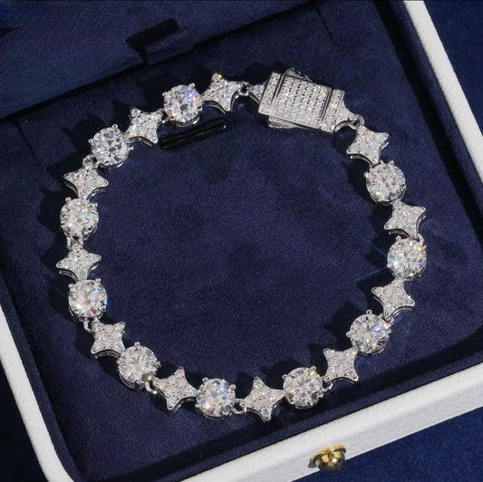Tennis star Moissanite silver braclet