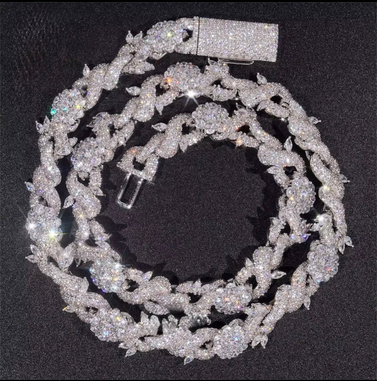 Cuban custom Floral diamond chain 15mm
