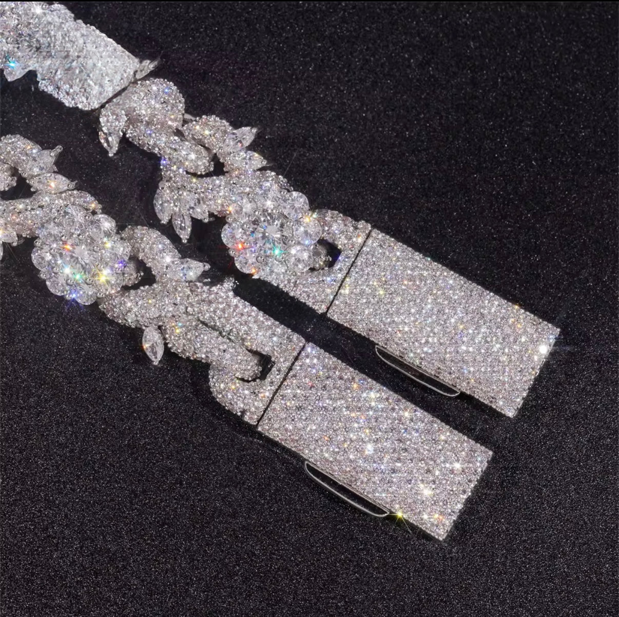 Cuban custom Floral diamond chain 15mm