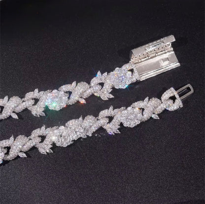 Cuban custom Floral diamond chain 15mm
