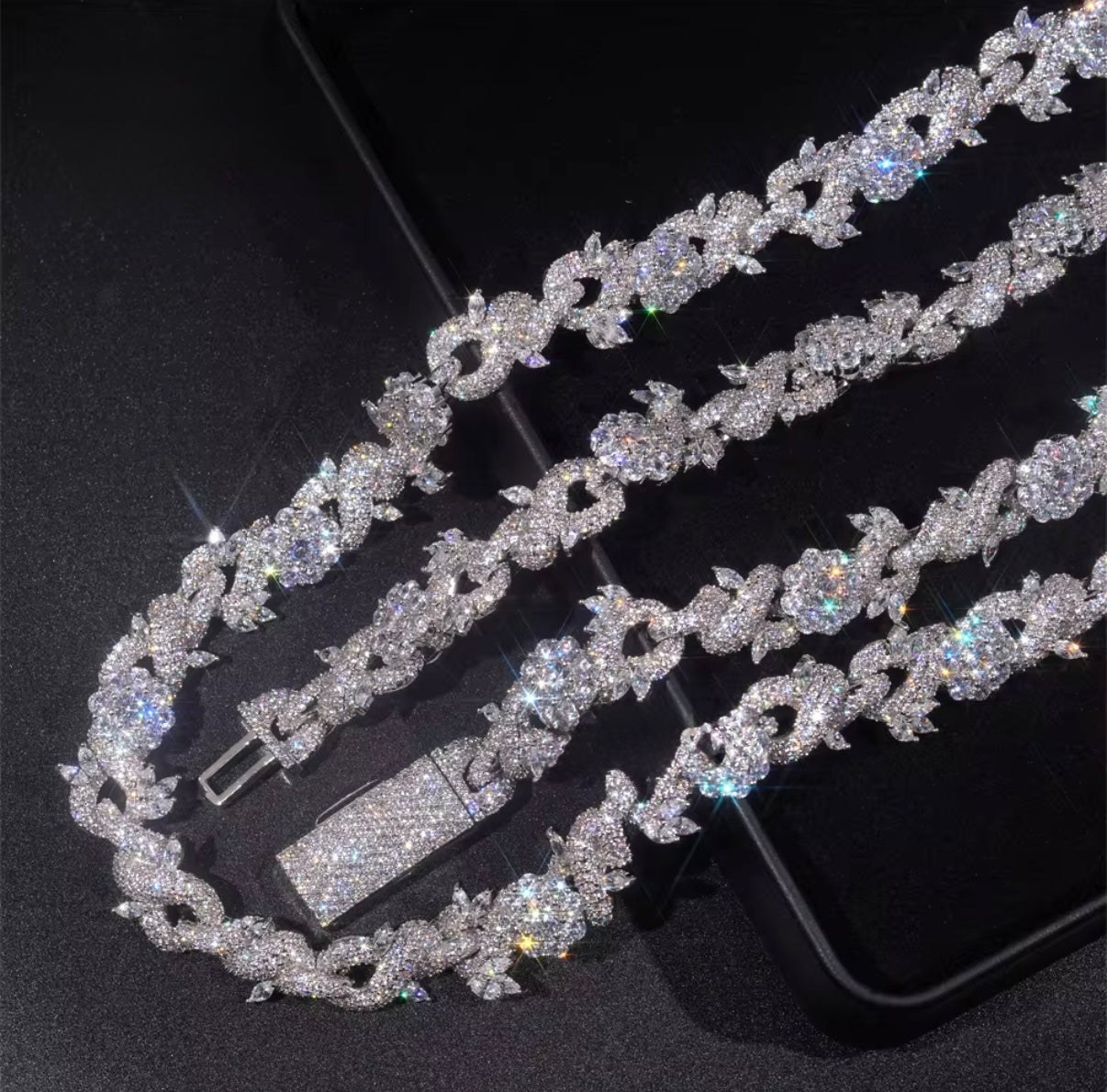 Cuban custom Floral diamond chain 15mm